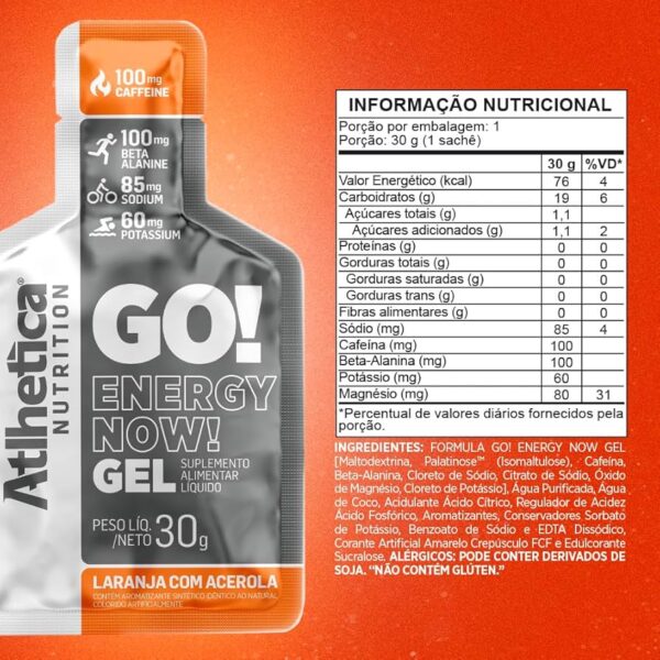 GO ENERGY NOW  GEL SABOR LARANJA COM ACEROLA COM CAFFEINE - Image 2